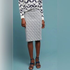 Anthropologie Maeve Emmy textured pencil skirt in geometric motif pattern